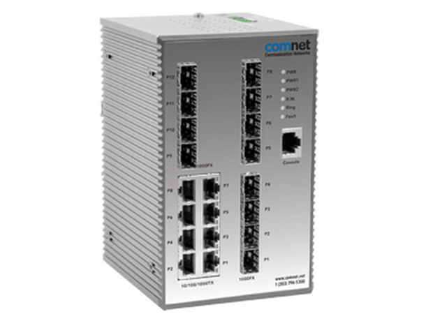 Industri switch 12 x SFP 100/1000 8 x 10/100/1000, DIN mont. managed