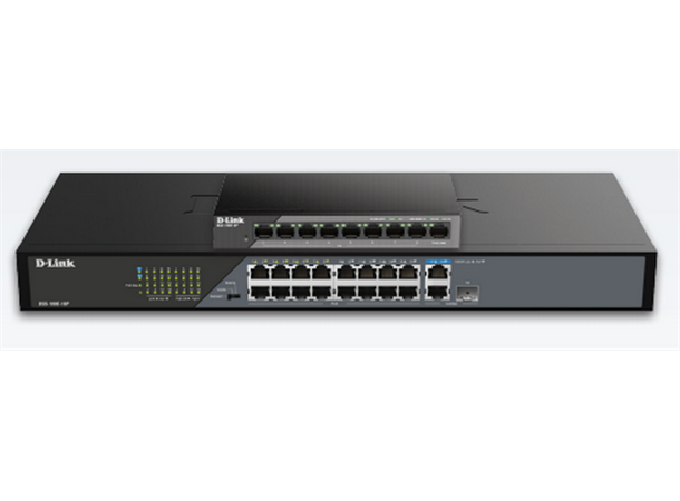 D-Link nettverkssvitsj,9-port 8 x 10 / 100 Mbps PoE ports, 1 x GB