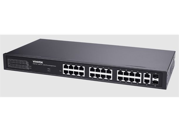 Vivotek  nettverk switch Gigabit 24 xPOE+, 2 x UTP, 2 x SFP, Lite Managed