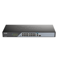 D-Link nettverkssvitsj,18-port 16x10/100 Mbit PoE ports, 2xGBit