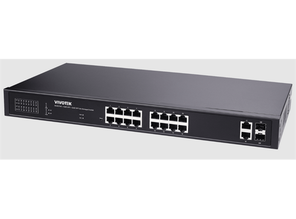 Vivotek  nettverk switch Gigabit 16 xPOE+, 2 x UTP, 2 x SFP, Lite Managed