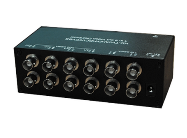 Analog video distribusjonsenhet 4 x BNC inn og 8 x BNC ut, 12VDC