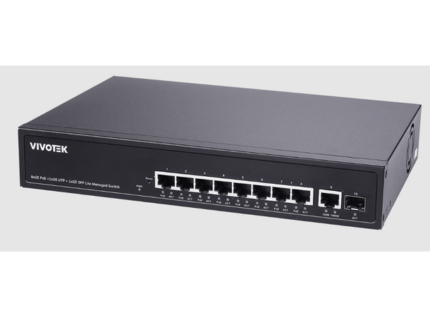 VIVOTEK 10 Ports Lite Managed PoE Switch 2xGE bt90WPoE,6xGEPoE,1xGERJ45,1xGESFP