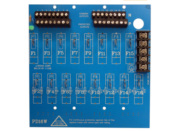 16-kanals distribusjonskrets 12/24VDC 2A max for hver utgang