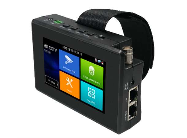 IP, Analog video, AHD og kabel tester 4" skjerm, batteri og strømkilde